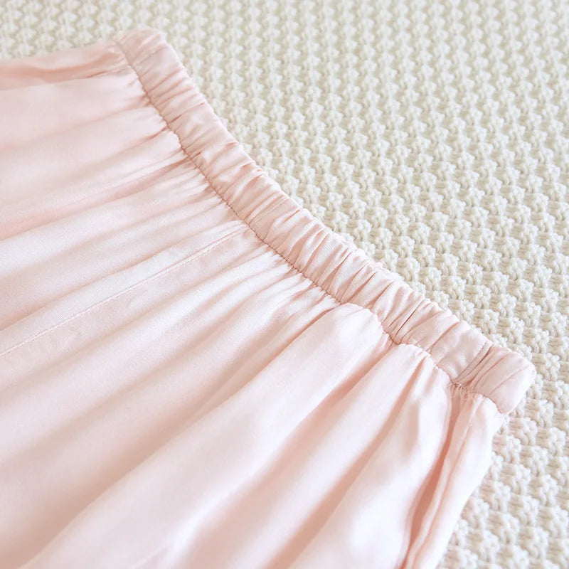 Thin Solid Color Summer Sleep Bottoms Ice Silk Satin Couple Sleeping Pants Loose Mosquito Proof Pants for Women and Men