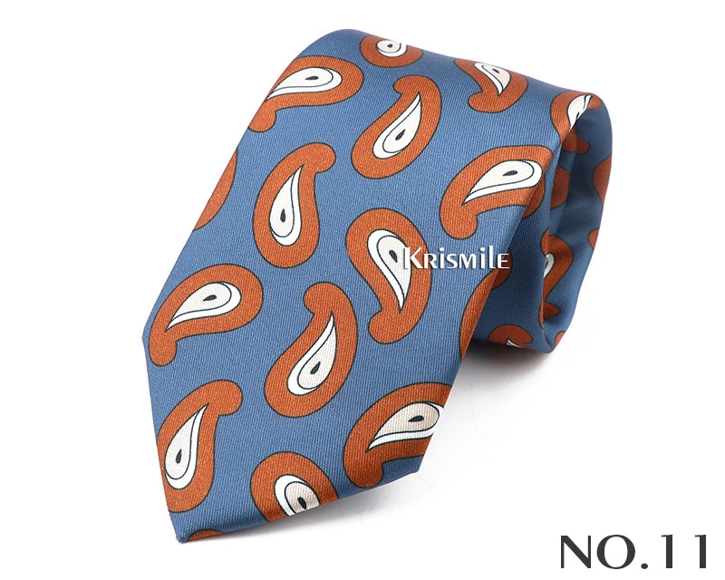 New Design Bohemian Style Necktie For Men Silk Touch Soft Blue Red Yellow Necktie Fit Wedding Party Business Office Accessory