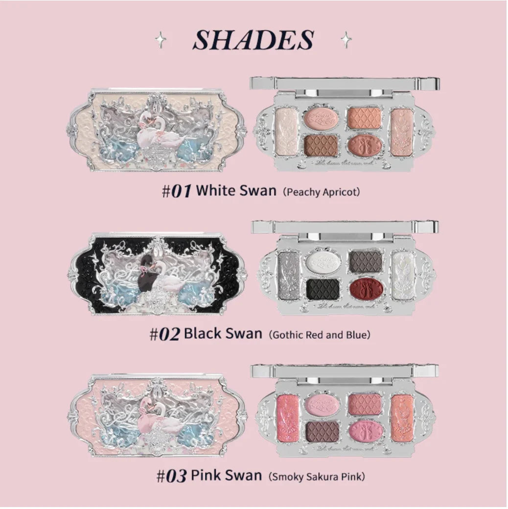 Flower Knows Swan Ballet Series 6 Color Eyeshadow Palette Long-lasting Effect Silky Powder Matte Chameleon Eye Makeup Cosmetics