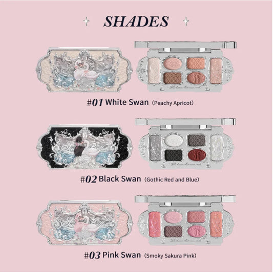 Flower Knows Swan Ballet Series 6 Color Eyeshadow Palette Long-lasting Effect Silky Powder Matte Chameleon Eye Makeup Cosmetics