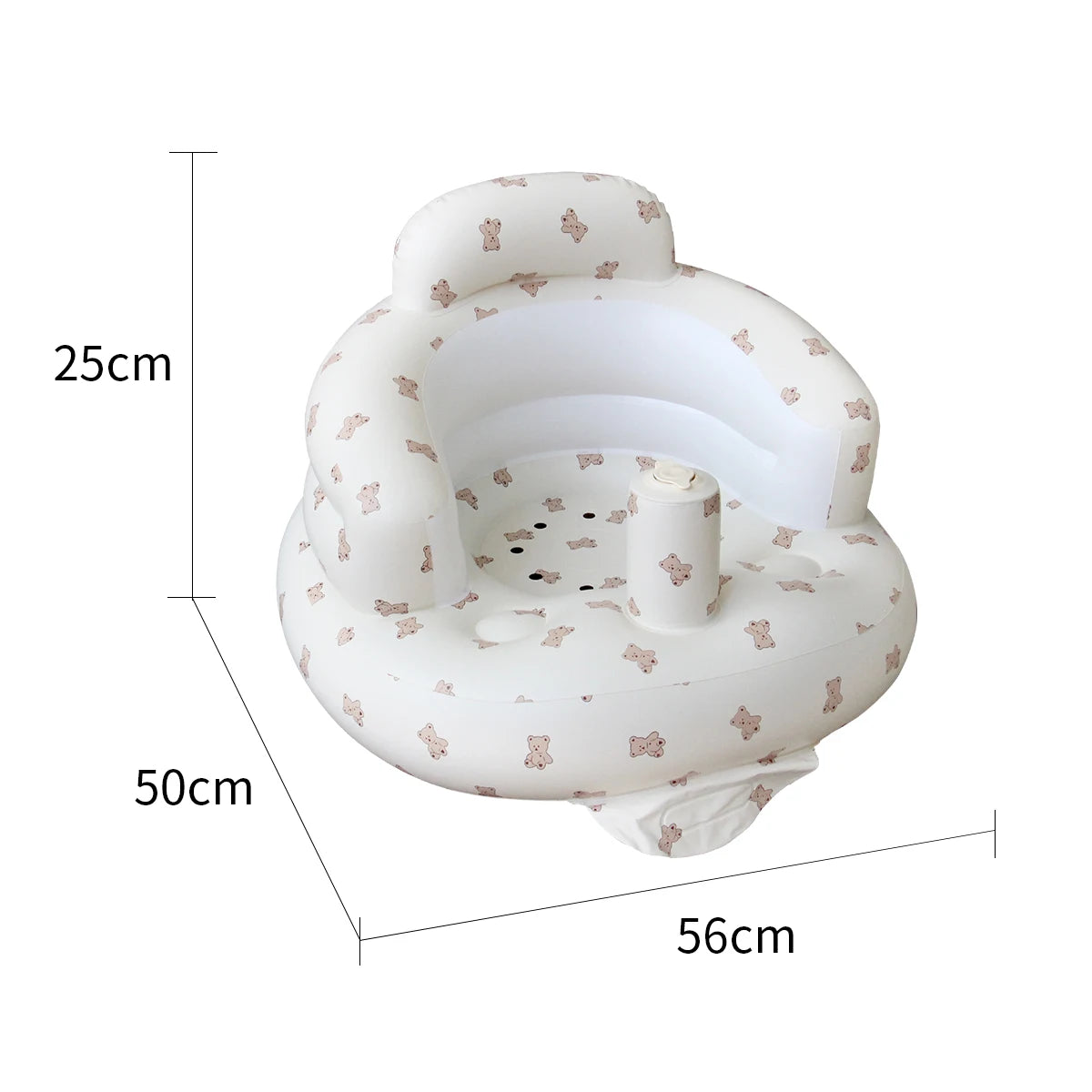 Baby Inflatable Seat, Biscuit Bear Cartoon Baby Sofa for Sitting Up 3-12 Months, Built in Air Pump PVC Back Support Sofa