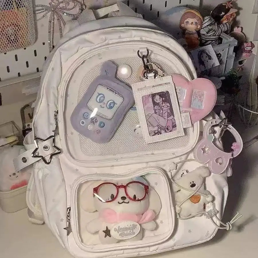 Women Black School Bags Japanese Kawaii Ita Backpack High-capacity Design Transparent Backpacks Sweetwear Y2k Bag 2025 New Trend