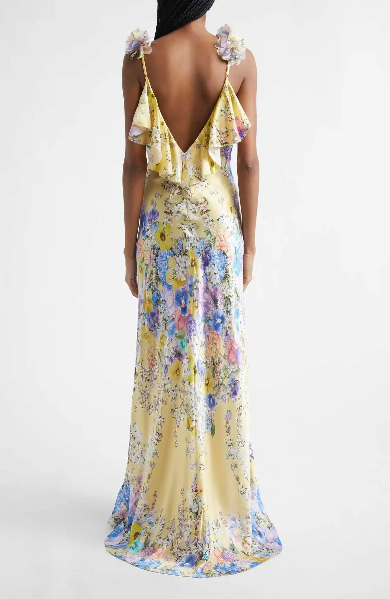 100% Silk Floral Print Sleeveless Sling Maxi Dress for Women Elegant Deep V Neck Backless Sexy Club Party Long Dress