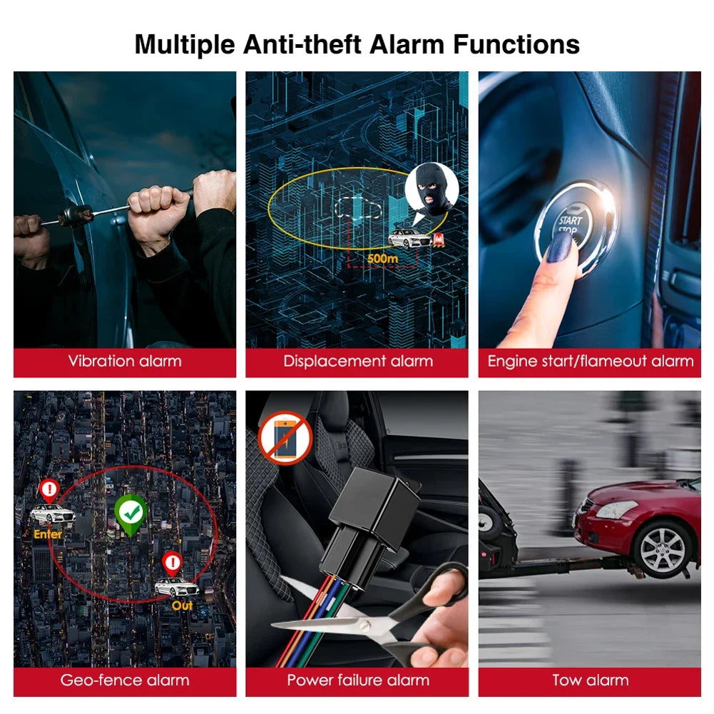 Car Relay GPS Tracker ACC Motorcycle Anti-theft Device Status Alarm GPS Positioner GNSS LBS Vehicle Positioning Device Sensitive