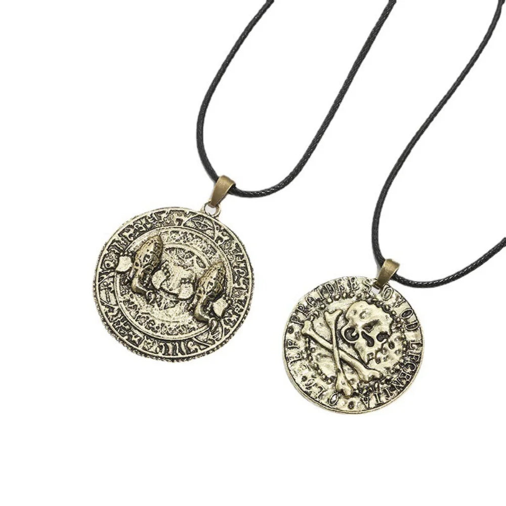 Movie Game Uncharted 4 Nathan Drake Necklace Cosplay Leather Chain Vintage Pendant Necklace Jewelry Gift For Men Boys Collar
