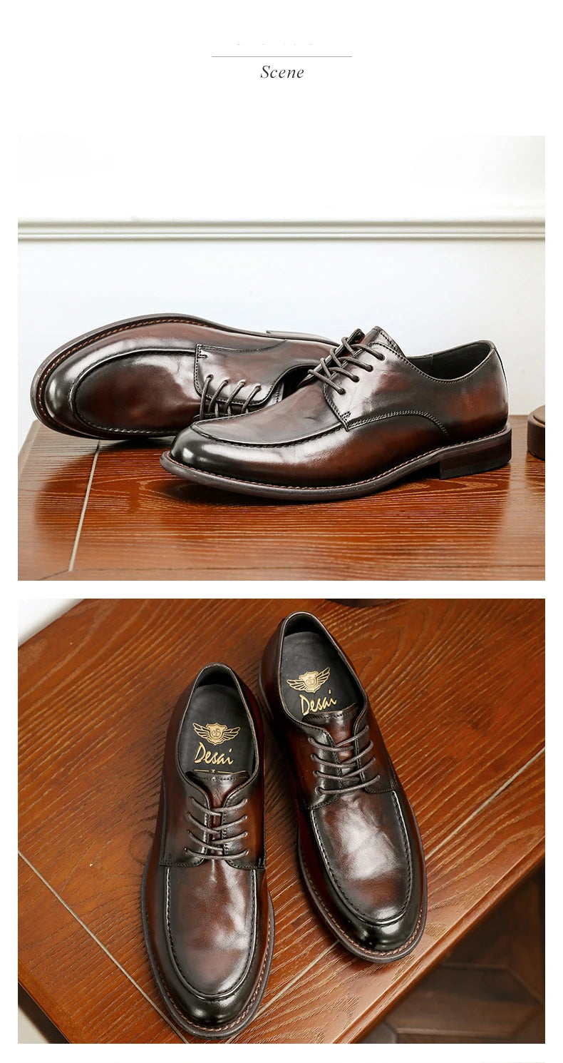 DESAI Full Grain Leather Men Shoes Genuin Leather Luxury Brand Derby Breathable  Arrival Fashion Designer