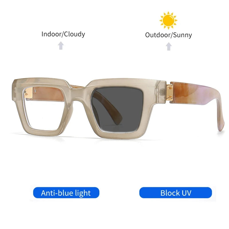 Brand Design Retro Reading Glasses for Man and Women Fashion Luxury Legs Large Size Square Presbyopic Eyewear Dioptric 0 to +6.0
