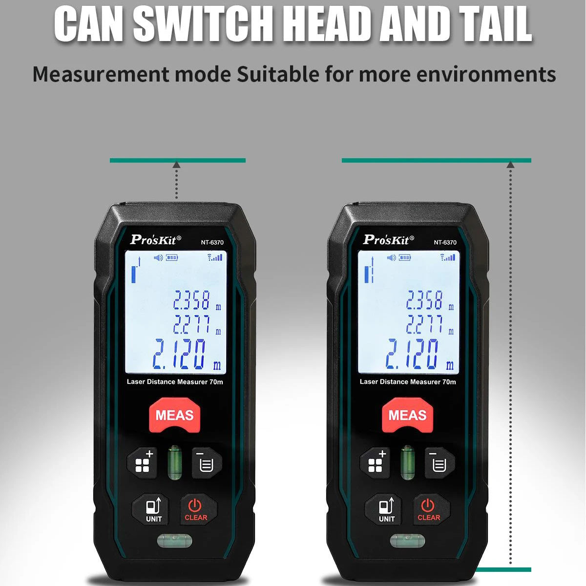 Pro'skit NT-6370 Laser Rangefinder 70M Handheld Laser Distance Meter Digital Range Finder Tape Measure 0.3 Second Flash Test