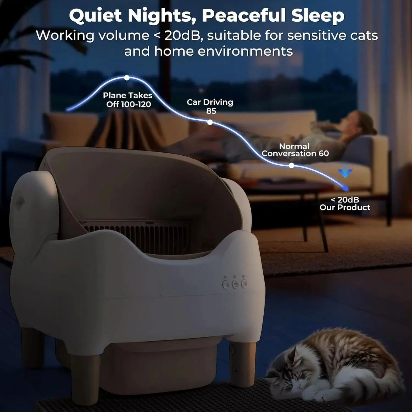 Smart Automatic Cat Litter Box Self Cleaning Open Top Electric Scooper for Large Cats