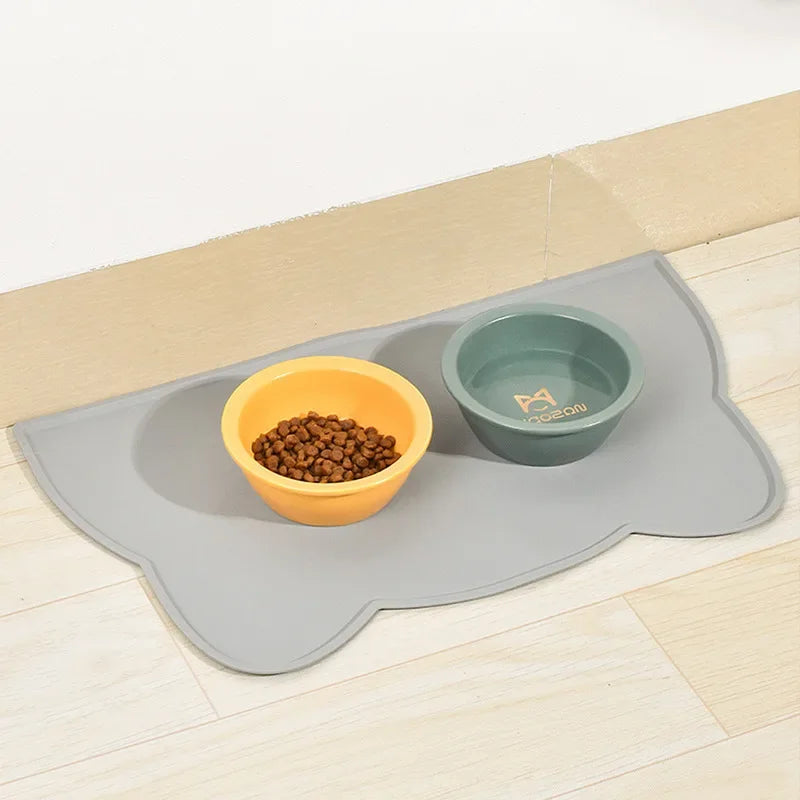 Pet Dirt Resistant Silicone Food Mat Portable Waterproof Leakproof Non-Slip Feeding Mat Bowl Mat Mat for Cats Dogs Pet Supplies