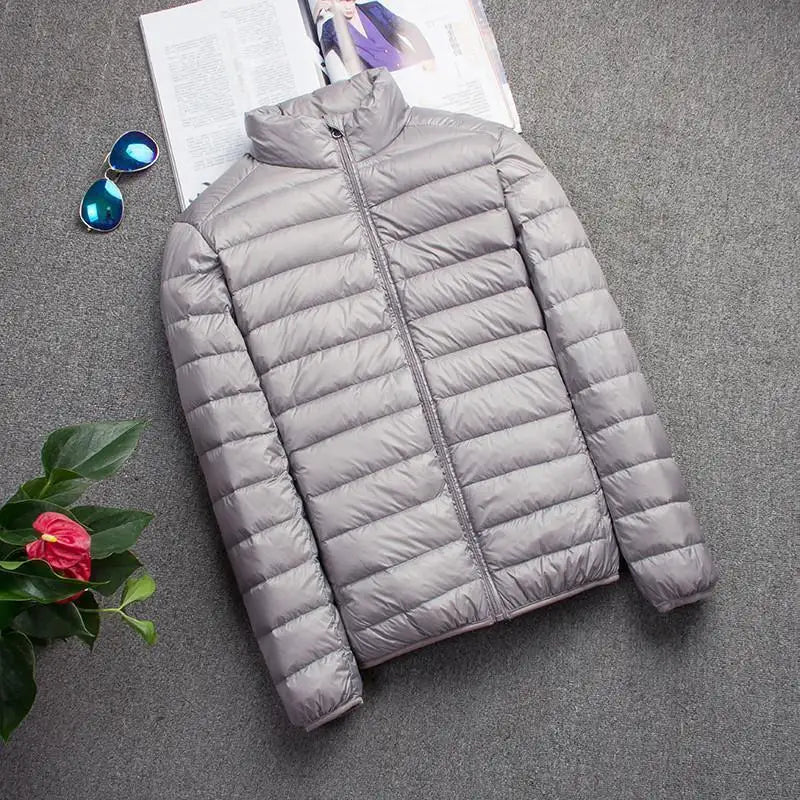 Portable Lightweight Short down Jacket for Men Autumn Winter Cotton Padded Stand Collar Casual Warm Elderly Friendly Outerwear