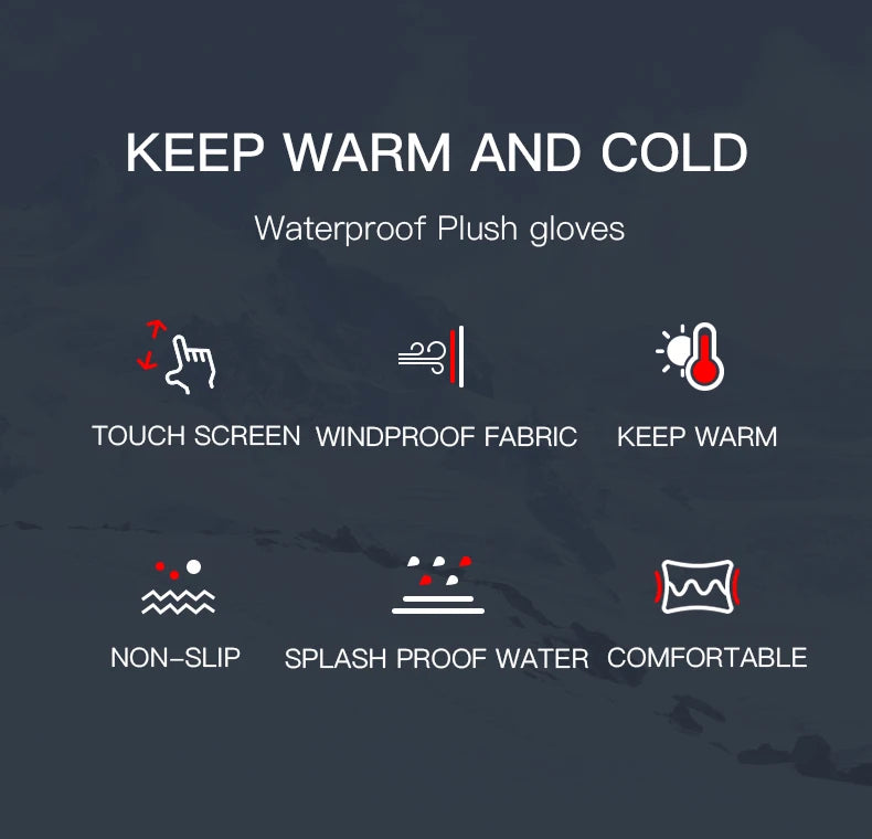 Outdoor Warm Gloves Autumn Winter Thermal Sport Cycling Running Bicycle Ski Gloves for Camping Hiking Motorcycle Gloves MenWomen