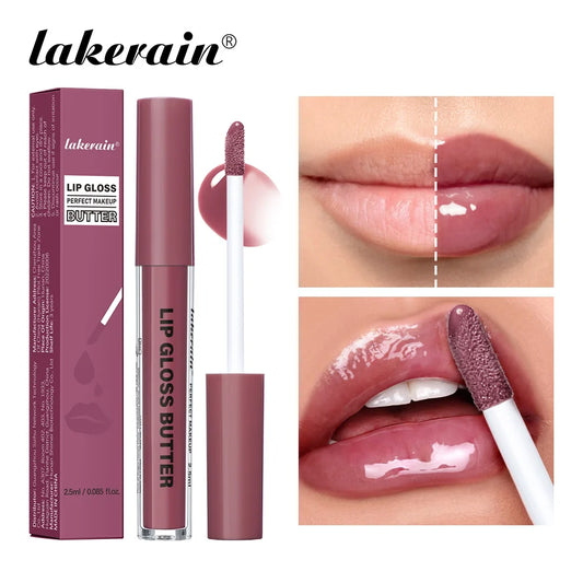 Lakerain Lip Gloss Butter  Long Lasting Non-stick  Beauty Waterproof Lip Stain Makeup Plumping Hydrating Lip Gloss Cosmetics
