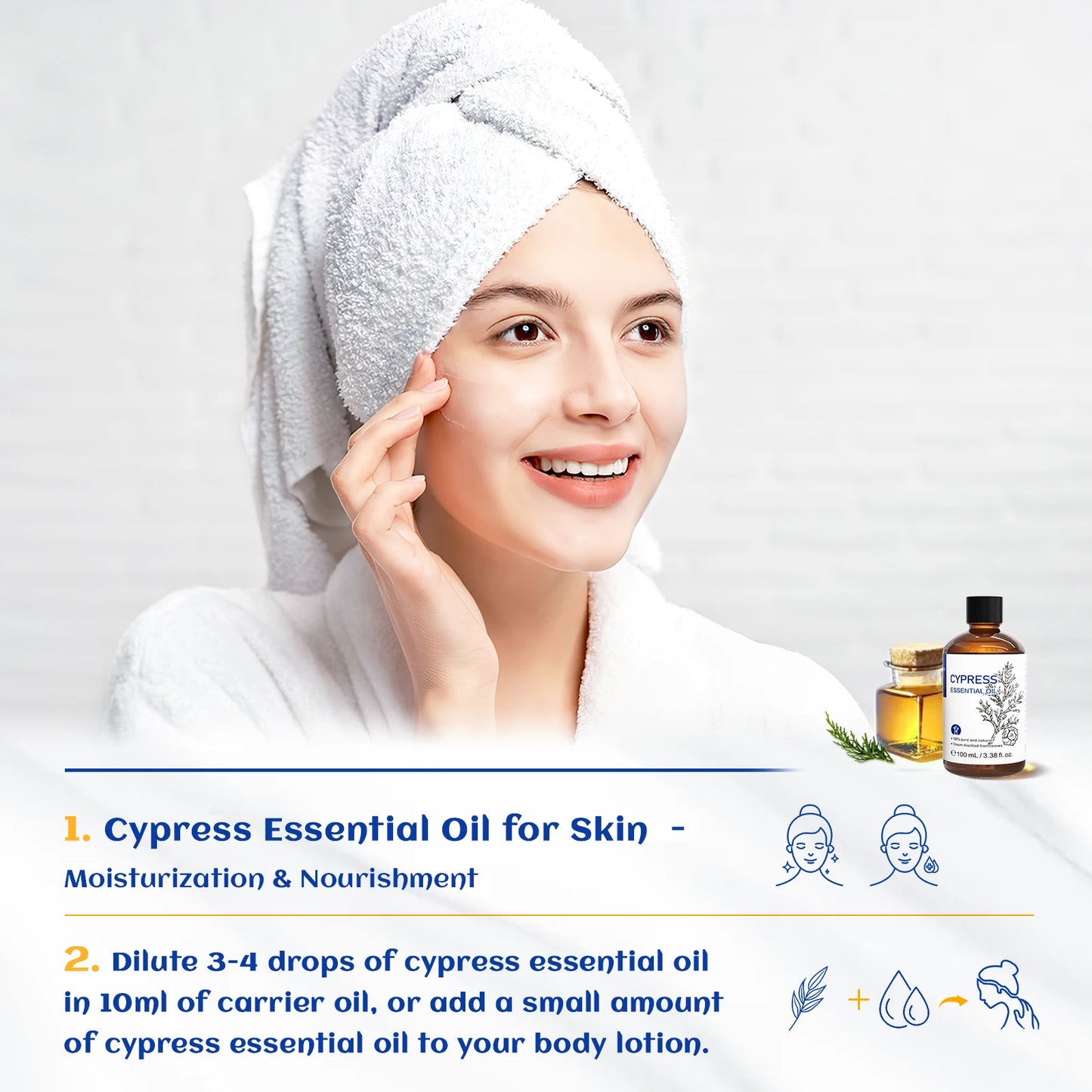 HIQILI Pure Cypress Essential Oil Aromatherapy Grade for Diffuser DIY Soap Bath 100ML Natural Plant Spearmint Vetiver Oil