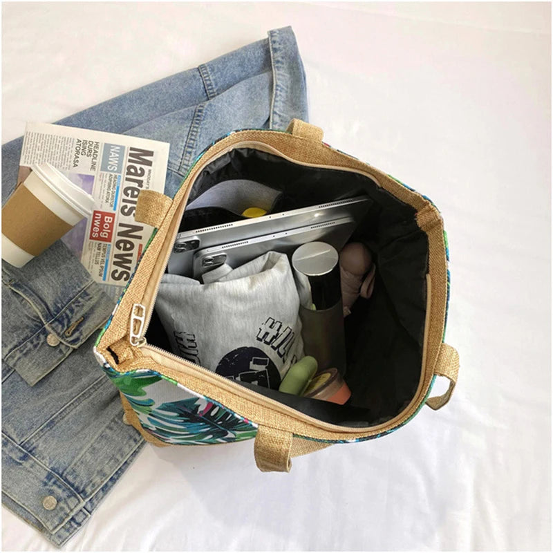 New Women Handbag Floral Printed Beach Shopping Large Capacity Tote Bag Fashion Casua High Capacity Travel Ladies Shoulder Bag