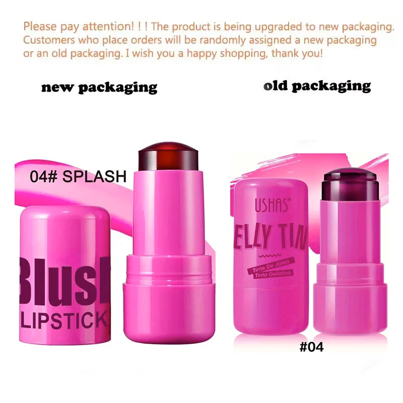 4 Colors Jelly Blush Stick Lip Balm Eyeshadow 3-in-1 Multi-Use Matte Blush Moisturize Brighten Lip Gloss