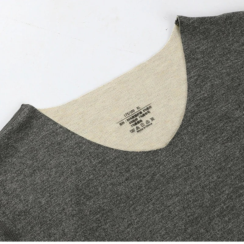 Thermal Underwear Tops Men's Winter Fleece Thickened Undershirt V-Neck Long Sleeve Bottom Shirt Long John Thermo Undercoat