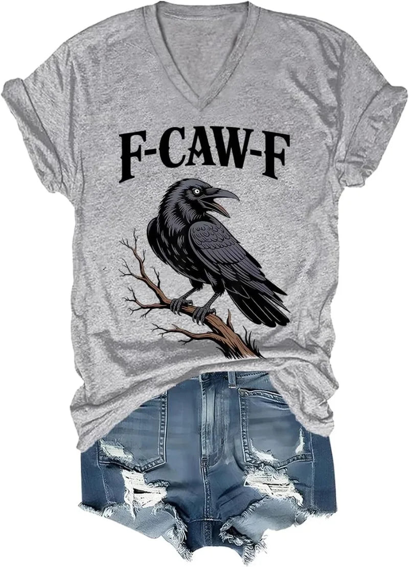 F Caw F T Shirt Women Men Fcawf Crow Graphic Tee F-Caw-F Crow Shirt Graphic T Shirts Women Clothes