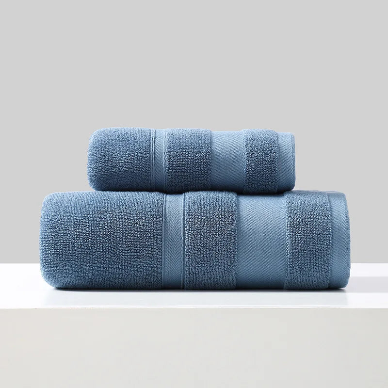 Battilo Cotton Bath Towel Soft Absorbent Face Hand Towels Luxury Hotel Spa Bathroom Towel Solid Beach Towel 2Pcs Bath Towel Set