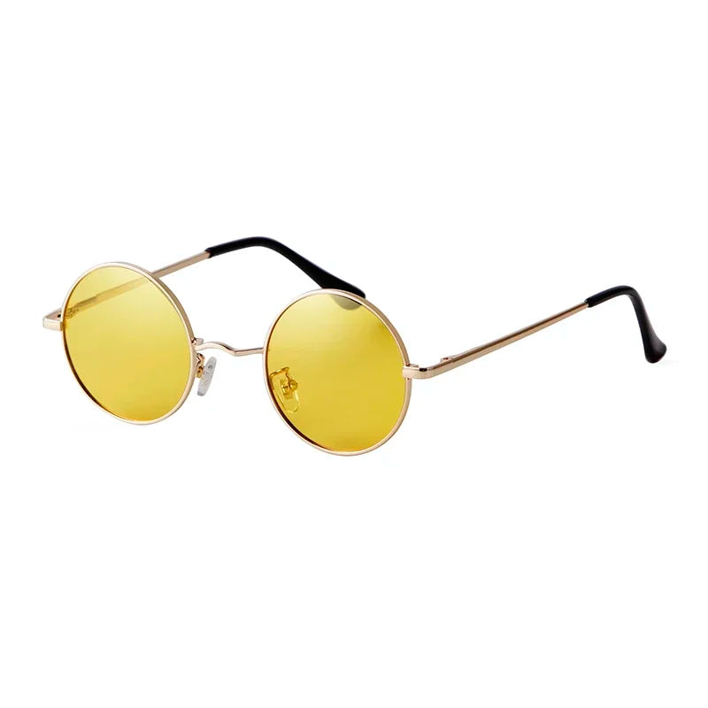 Trendy Round Polarized Sunglasses High Quality Brand Design Vintage Party Men Circle Small Frame Women Yellow Shades Sun Glasses