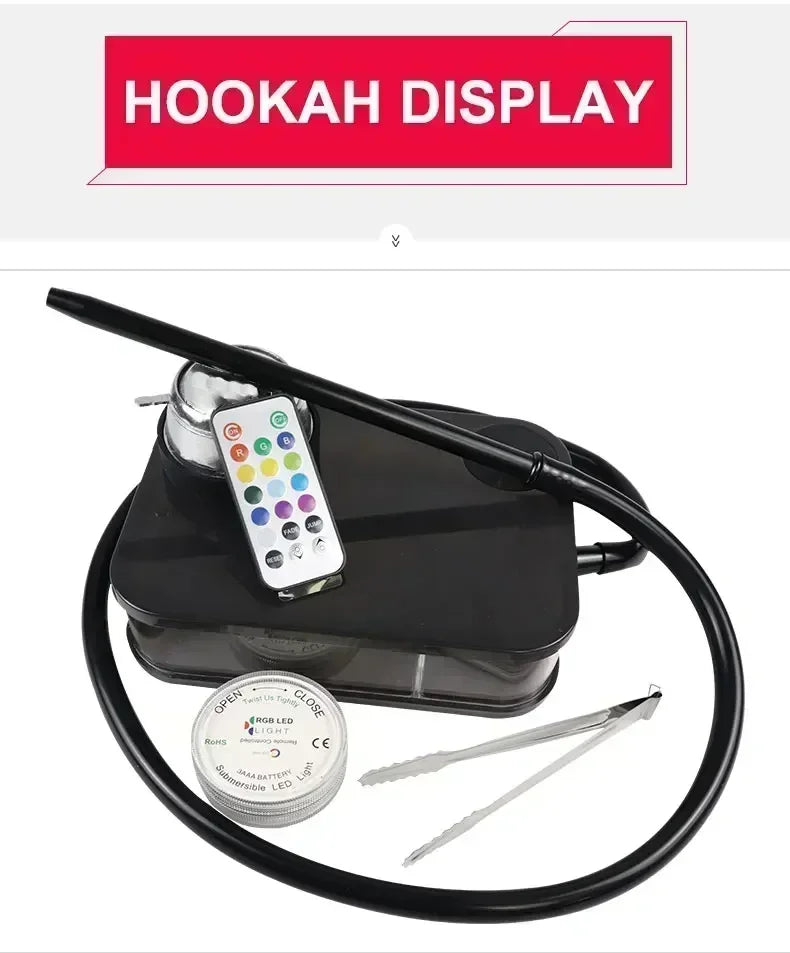 Acrylic Hookah with LED Light Shisha Box Nargile Sheesha Narguile Chicha Cachimbas Water Pipe Shisha Hookah Set Accessory