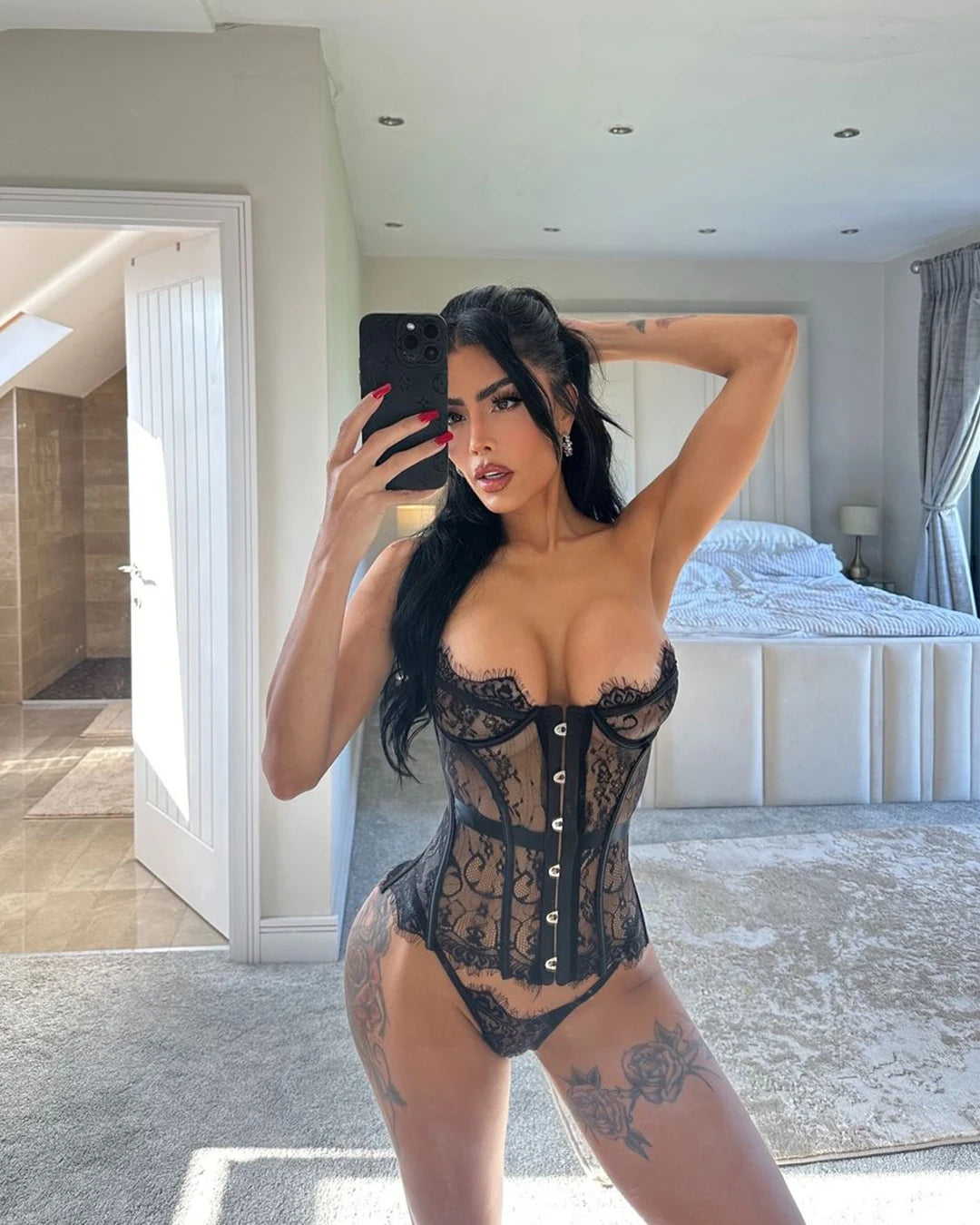 Ellolace Sexy Lingerie For Women Palace Sensual Corset Hilitos 2PC Set Sheer Strapless Lace Slim Clubwear Call Of The Night