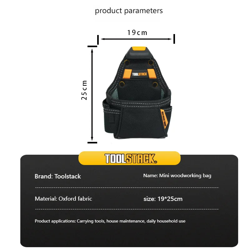 TOOLSTACK Mini Toolkit Quick-Hang Work Tools Bag Carpenter Pocket Tool Pouch Nails & Screwdriver Waist Pouch Utility Storage Bag