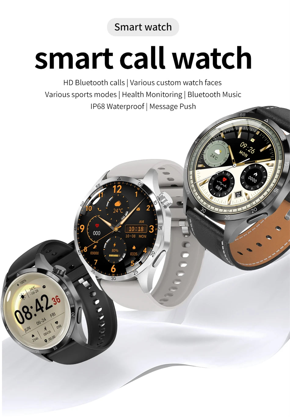 2025 New Men Watch 4 Pro 1.43 inch 360*360 AMOLED HD Screen Bluetooth Call Health Monitoring Men Watch Men For Android IOS clock