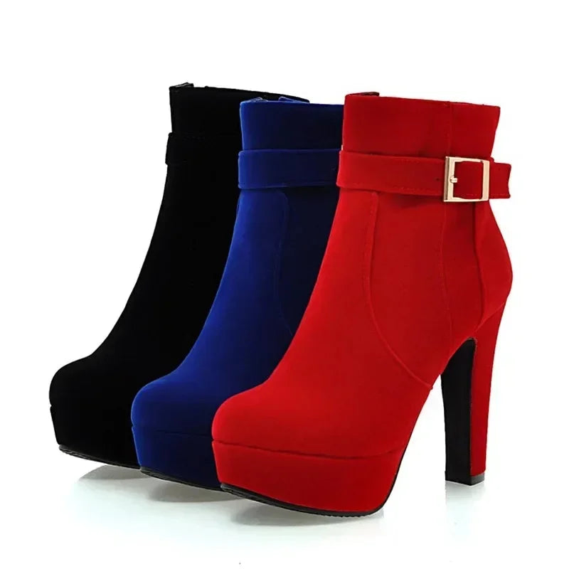 Woman Fashion High Heels Women's Shoes Sexy Add Fur Winter Ankle Boots Short Boots Ladies Shoes