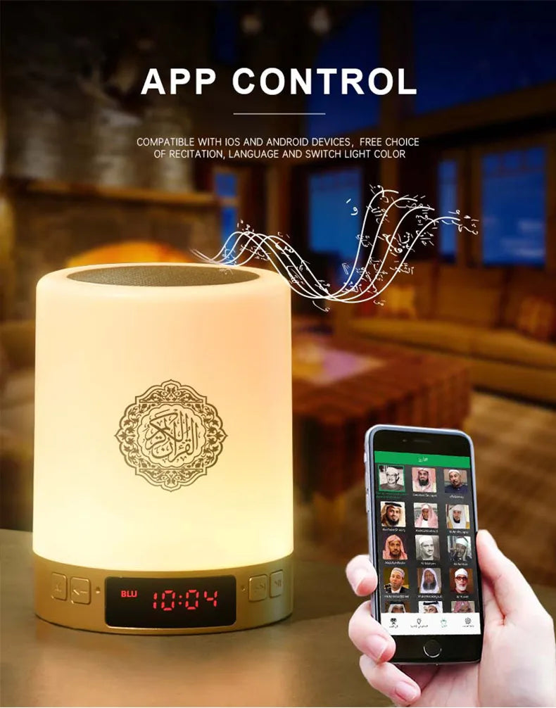 Islamic Wireless Portable Quran Speaker LED Night Light Koran Lamp With AZAN Clock Mp3 Player Muslim Gift Veilleuse Coranique