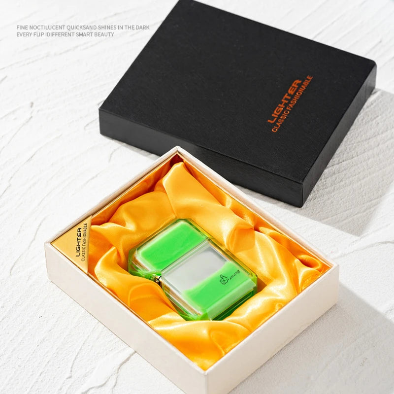 Unusual Quicksand Luminous Kerosene Lighter Inflatable Lighter Windproof Cigarette Lighter Smoking Accessories Men Gift Cool