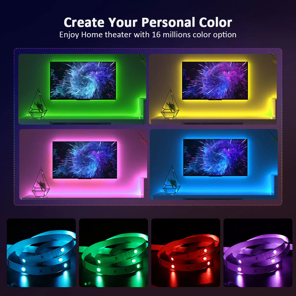 Led Strip Lights For Tv Smart Led Tape Light Usb 5V Led Lights Strip Remote Control Led Ribbon Strip Rgb Lighting Decoration