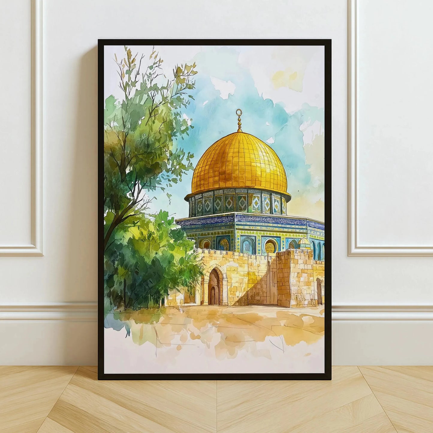 Islamic Mosque Kaaba Canvas Poster Watercolor Muslim Scripture Canvas Paint Print Modern Picture Living Room Home Decor Cuadros