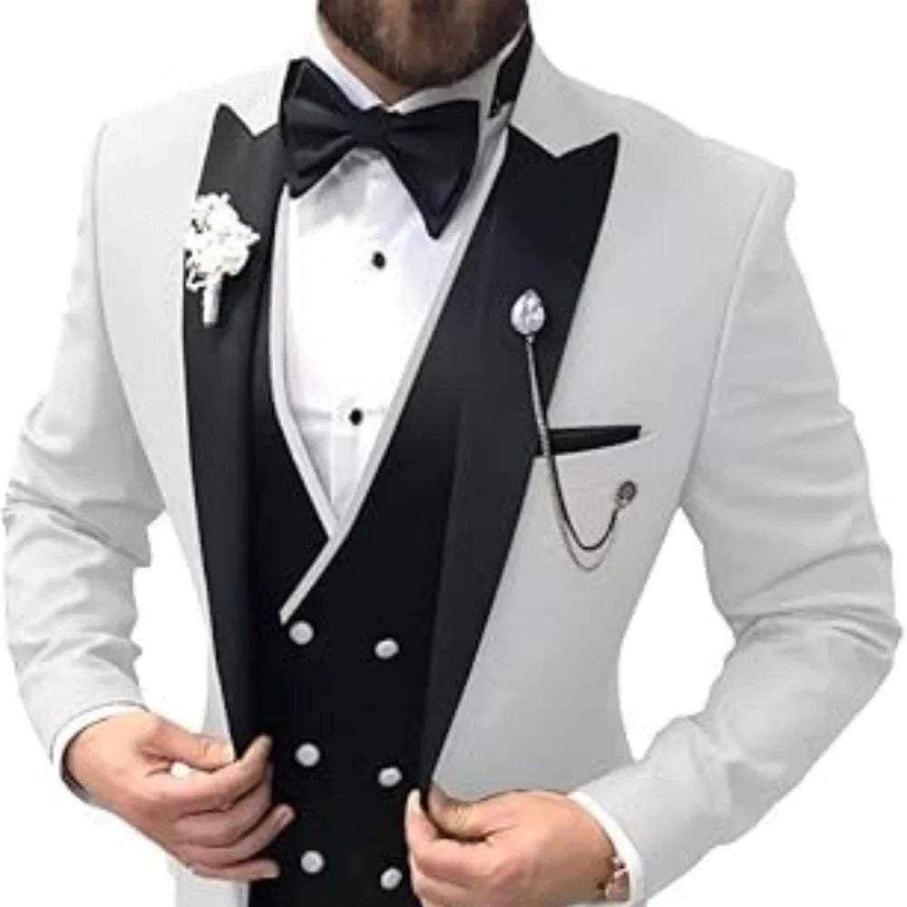 Elegant Suits For Men Wedding 3 Pieces Jackets Vest Pants Blazers Outfit Groom's Classic Full 2025 Formal Costume