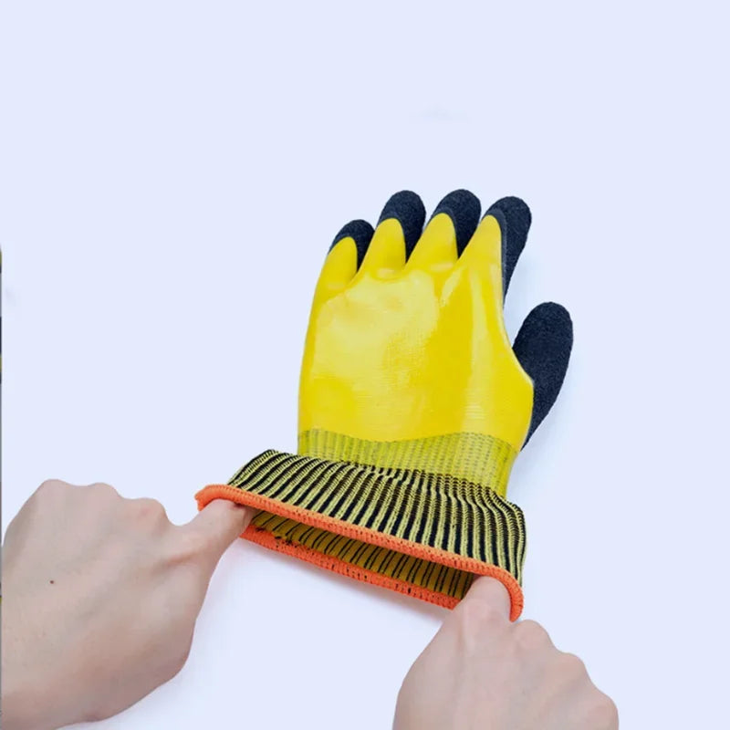The Labor Protection Wear-resistant and Warm Gloves Are Double-layer Impregnated with Rubber Waterproof Anti-slip and Practical