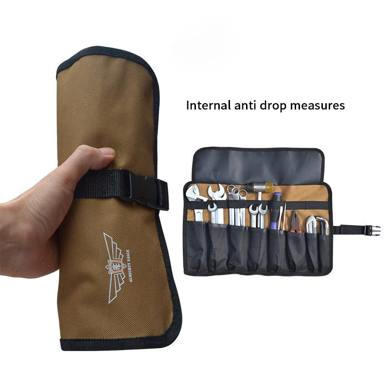 Pouch Bag for Tools; Made from Oxford Cloth; Convenient Roll-Up Design; Fits Wrench, Spanner, Hammer and More