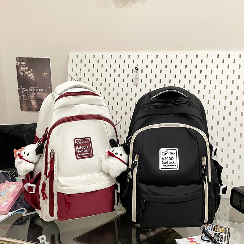 College Style Color Blocked Student School Bags Lightweight Large Capacity Multi-layer Storage Computer Backpack Campus Travel