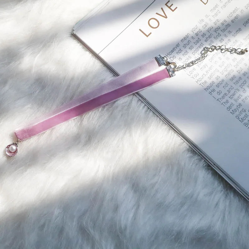 Lace Velvet Sexy Shell Pendant Necklace for Women Neck Clavicle Pink Bow Star Pearl Chokers Lady Jewelry Accessories Girl Gift