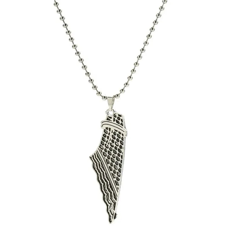 Palestine Country Map Flag Pendant Necklace for Men Women Stainless Steel Necklaces Jewelry Gifts