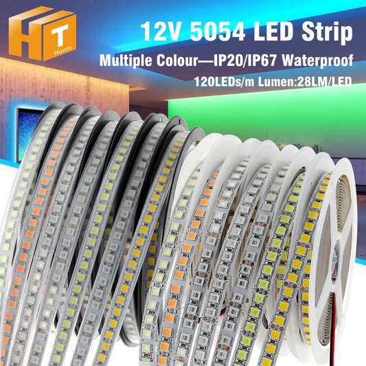 LED Strip 5054 DC12V 120LEDs/m High Flexible Tape Light 3000K 4000K 6000K 7000K IP67 High Brightness LED Strip 5m/lot