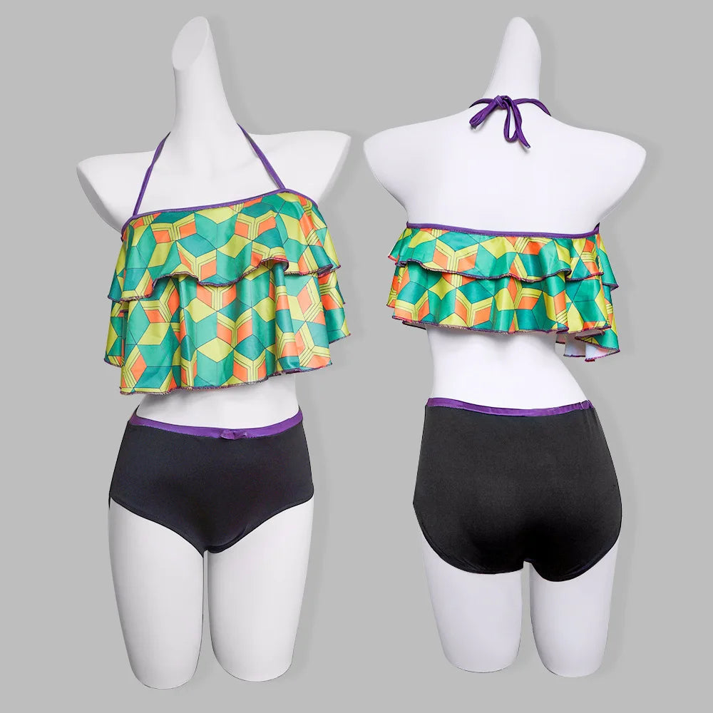 Anime Demonn Slayer Cosplay Swimsuit Shinobu Kimetsu no Yaiba Tanjiro Nezuko Bathing Suit for Pool Beach Party Halloween Costume