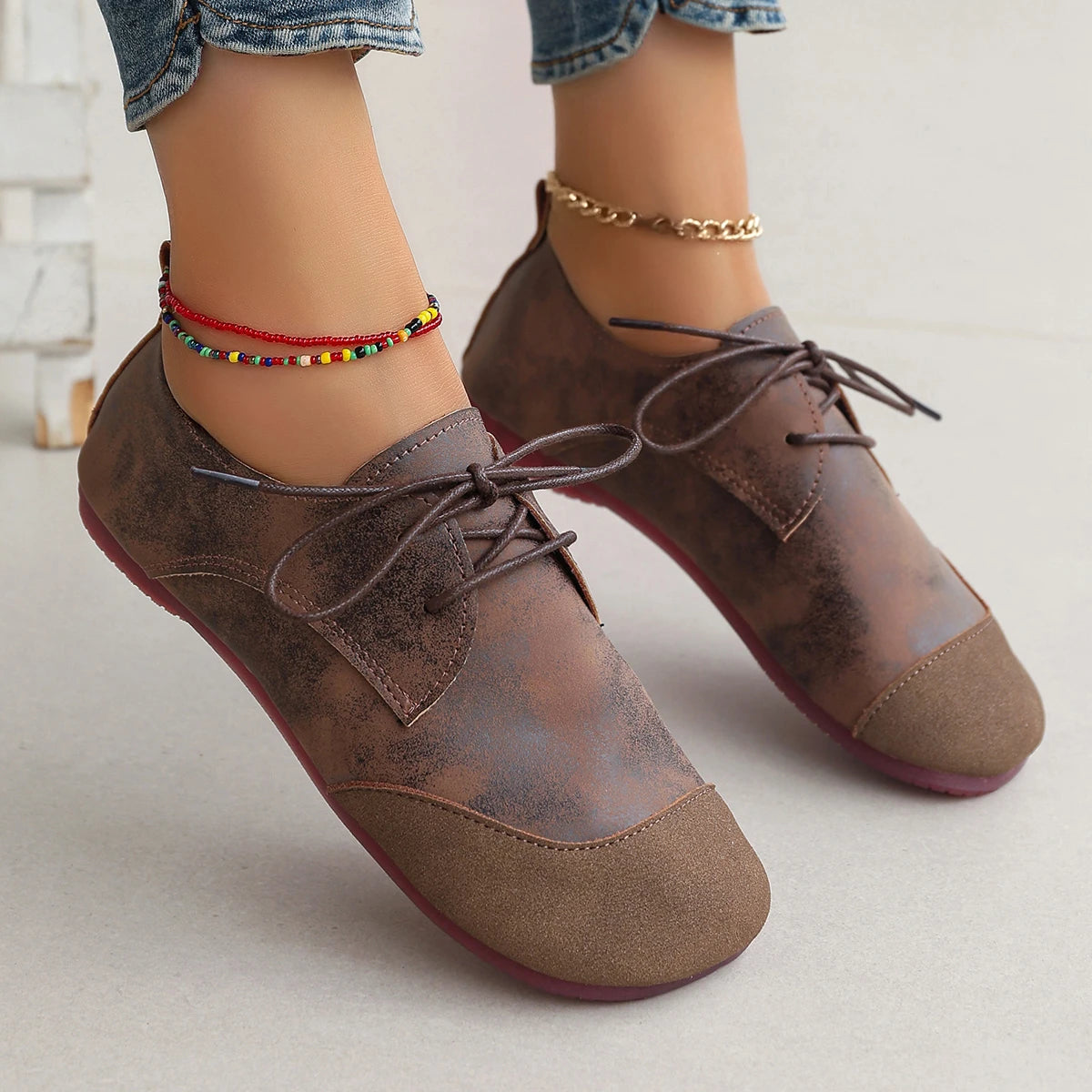 Woman Flats Shoes Loafers Fashion Casual Sports Sneakers Trend Brand Women's Fashion Dress Shoes New Lace Up Femme Zapatos