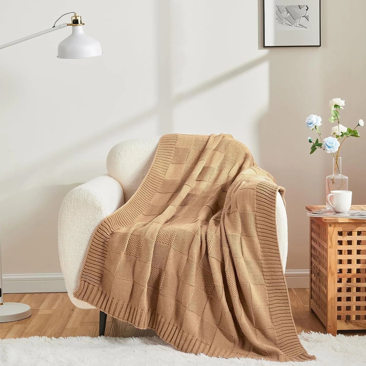 Bohemian New Waffle Sofa Knitted Blanket Cover Plane Office Nap Camping Leisure Soft Blanket Green Shawl Blanket Small Bed Cover