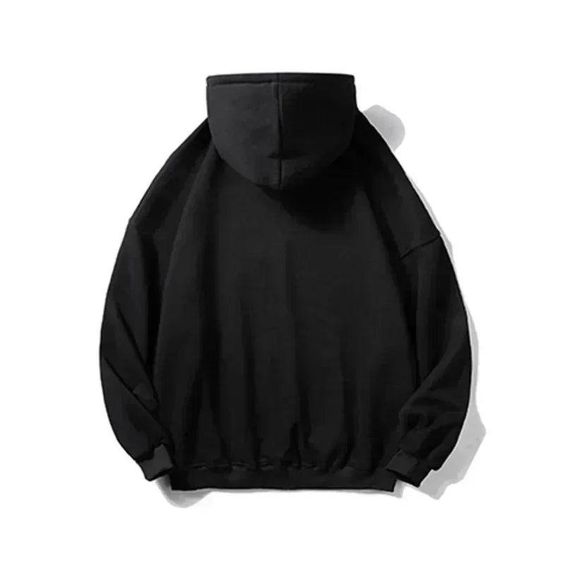 Men's 100% Pure Cotton Loose White Hoodie Round Neck Top Daily Comfortable Shirt Solid Color Loose and Versatile Casual