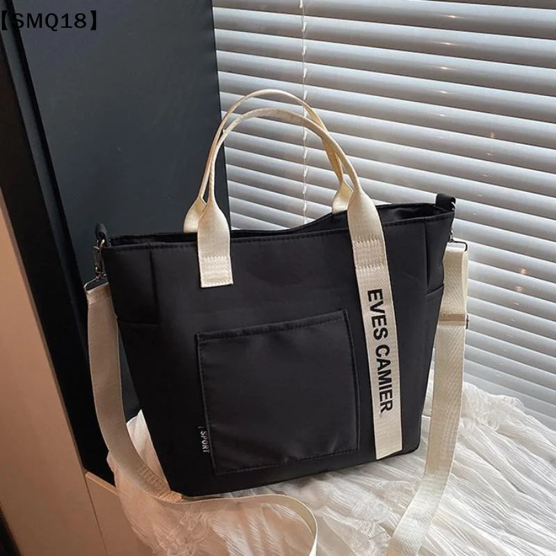 New Casual Tote Large Capacity Shoulder Bag Nylon Waterproof Canvas Handbag Simple Fashion Messenger Bags For Schoolgirl【SMQ】