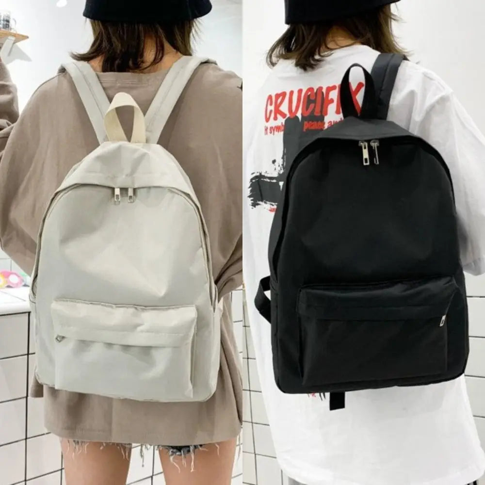 Casual Simple Solid Color Backpack Fashion Schoolbag School Bags Large Capacity Travel Backpack Book Bags Teenagers