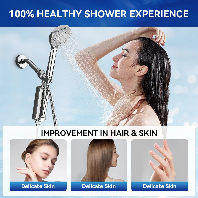 Wheelton Household Shower Water Filter - Filter Water Reduces Chlorine Heavy Metal  Sediment Improves Dry Itchy Skin & Hairloss