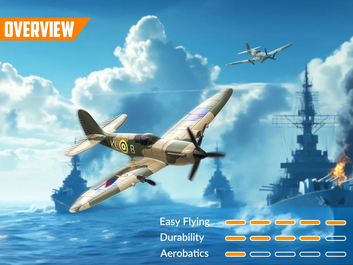 Spitfire RC Plane 2.4G 3CH Gyro Stabilizer Fixed Wing EPP Foam 400MM Wingspan Airplane RTF Fighter for Boys Children
