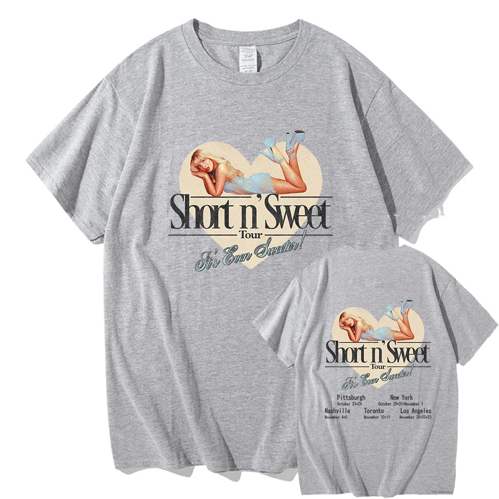 Summer Short N’ Sweet Tour 2025 T-shirt Sabrina Carpenter Lover Men/women Clothing Harajuku Summer Tops Graphic T Shirts Vintage