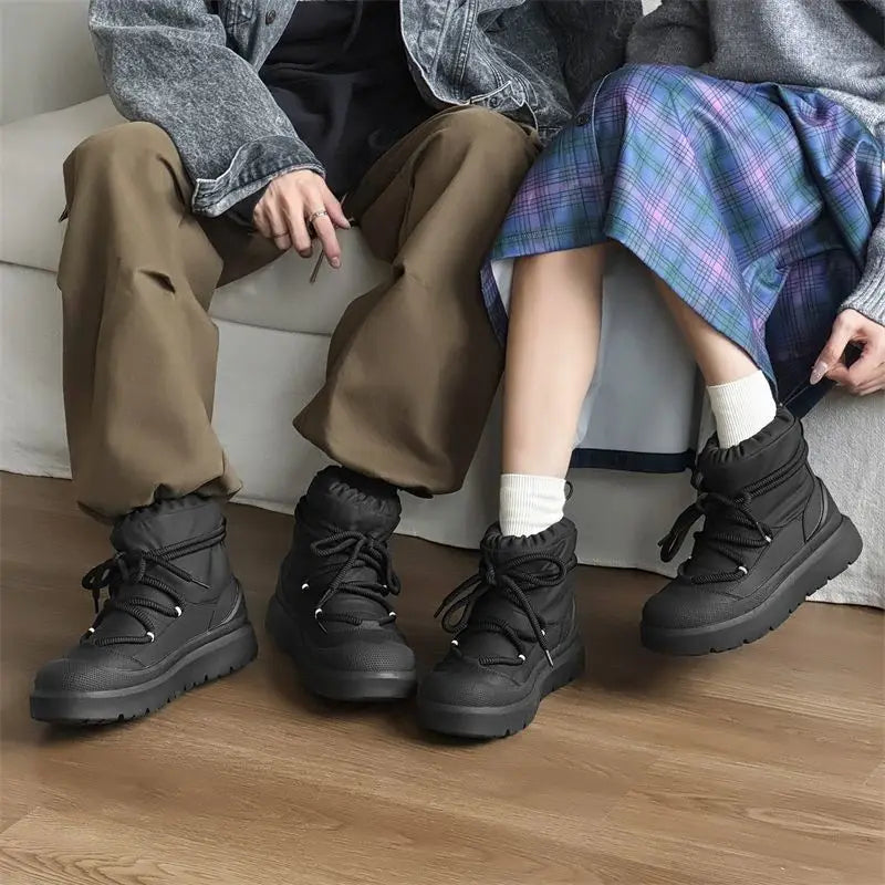 Men's Snow Boots Autumn and Winter Thickened Fashion Casual Bakers Shoes Fur-Lined Thickened Warm Mid-Calf Cotton Shoes